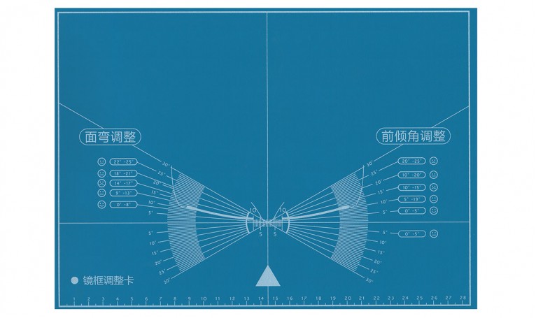 Карта-коврик для регулировки рамки и измерения угла раскрытия заушника